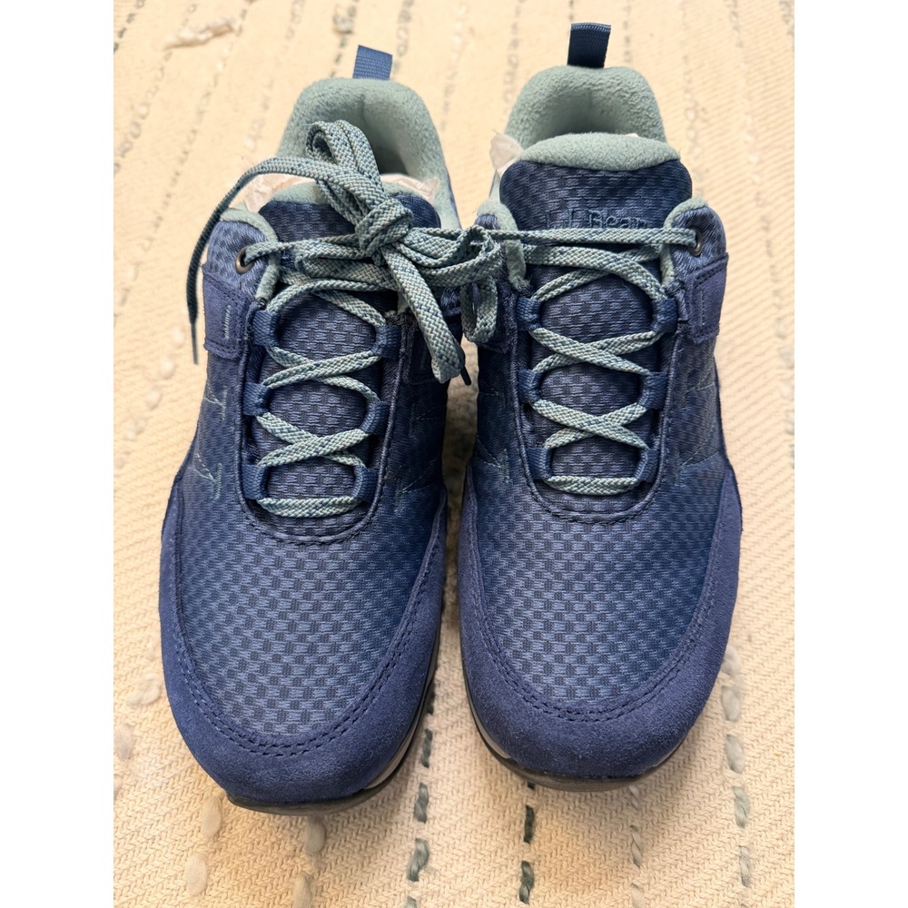 LL Bean Trail Model 4 Vent Hiking Shoes Blue Suede Mesh Womens 8.5 M 514192